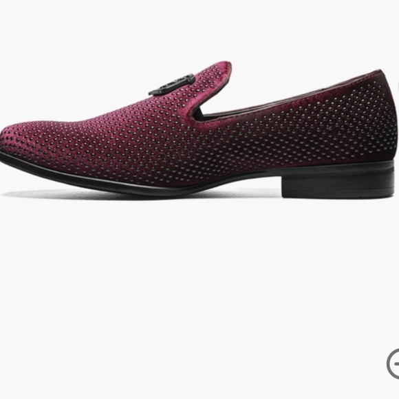Stacy Adams SWAGGER 
Studded Slip On velvet loafer Burgundy Size 8.5 - Picture 2 of 16